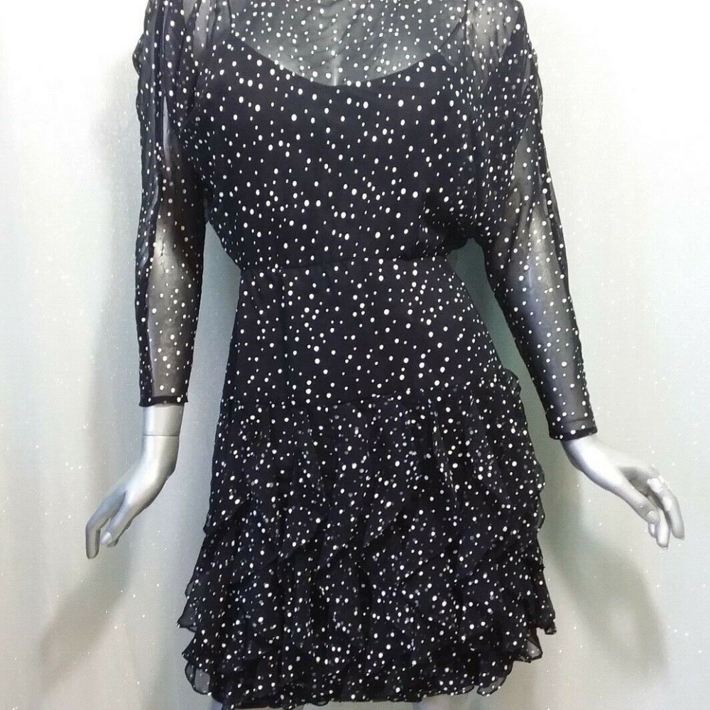 Betsy & Adam Black and White Polka Dot Dress